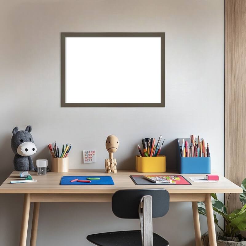 Amanti Art Svelte Clay Grey Framed Dry Erase Magnetic Board