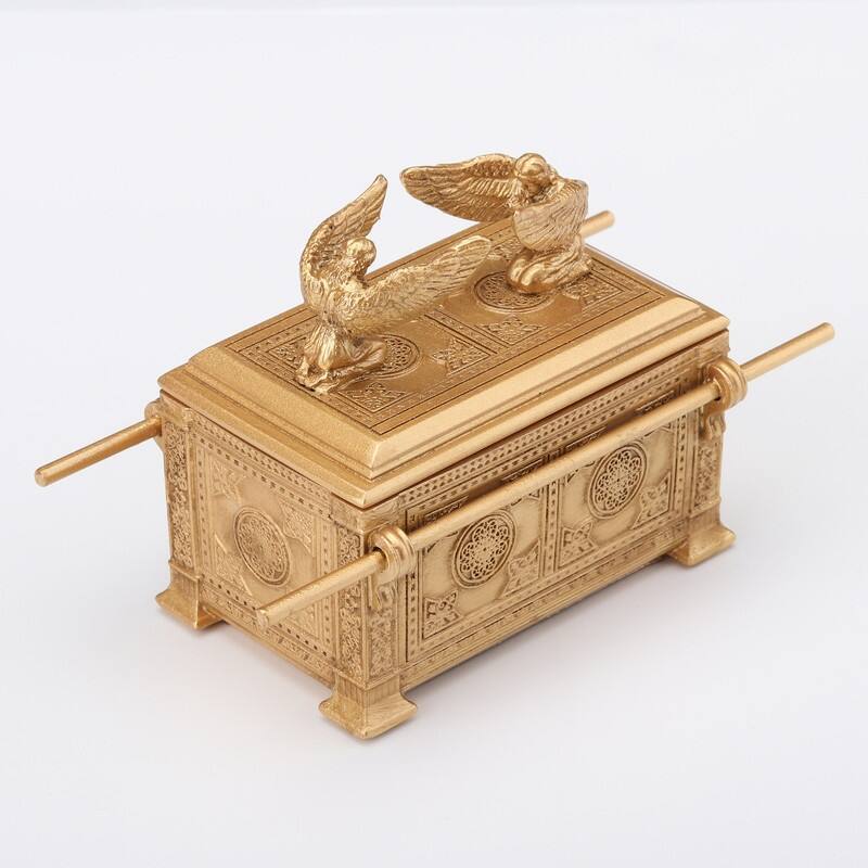 4.72 inches Width Polyresin Ark of the Covenant Trinket Box with Holy Relic Multicolor Finish Figurine