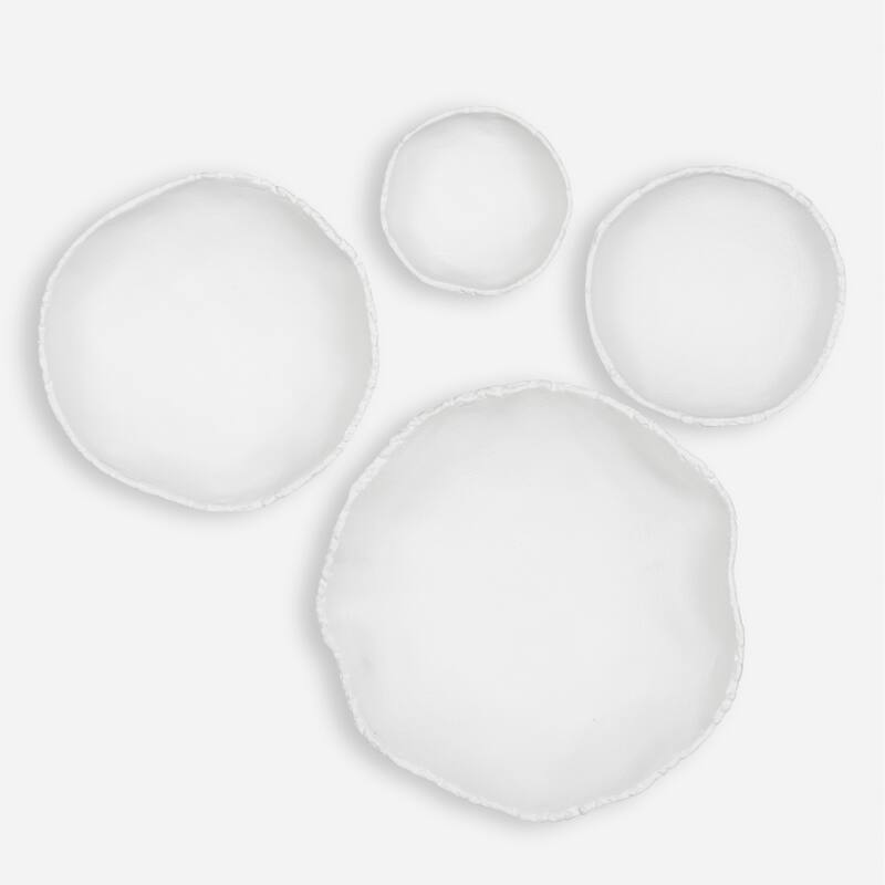 Uttermost 04362 Lucky Coins Set of (4) 11" Tall Aluminum Mineral Wall - Matte White
