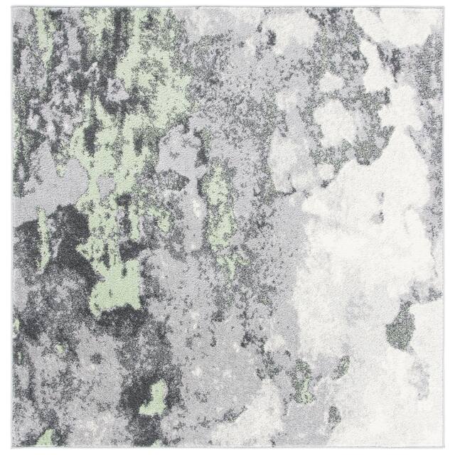 SAFAVIEH Adirondack Cordelia Abstract Glam Rug - 6' x 6' Square - Green/Grey