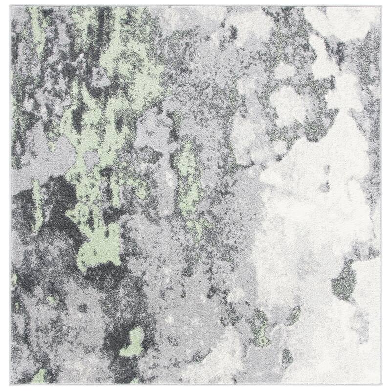SAFAVIEH Adirondack Cordelia Abstract Glam Rug - 4' x 4' Square - Green/Grey