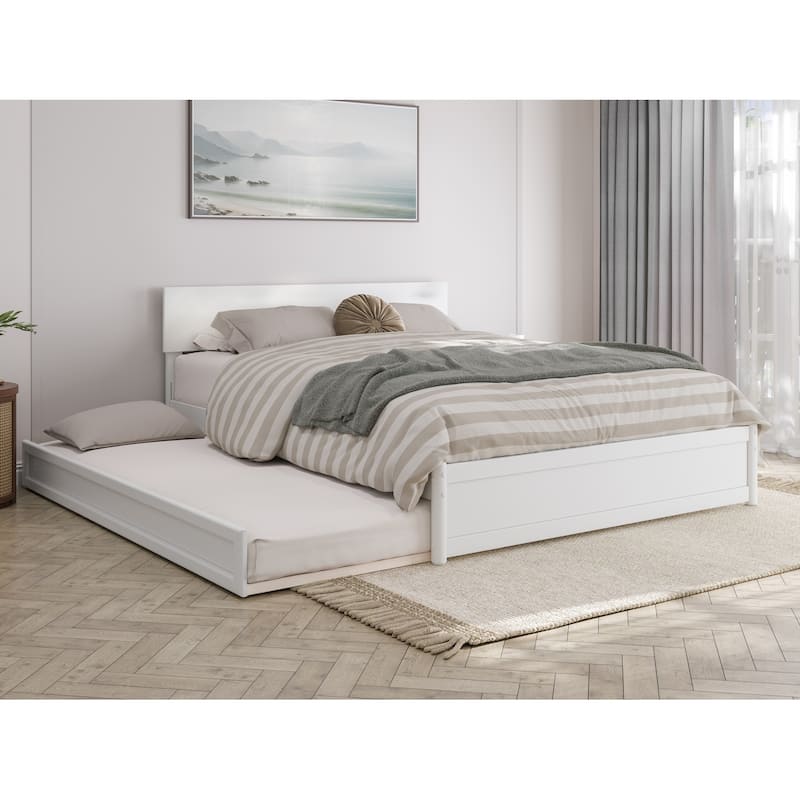 Wesley Platform Bed with Panel Footboard and Twin XL Trundle