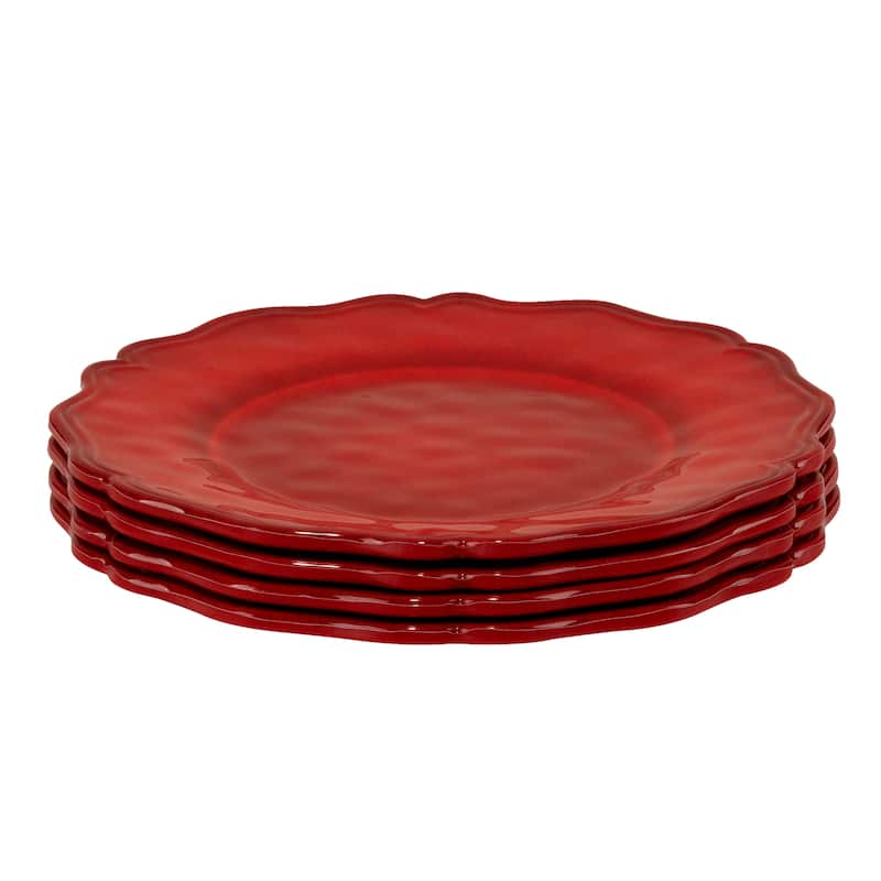Certified International Red Crackle 9" Melamine Salad/Dessert Plates, Set of 4 - 9" Diameter