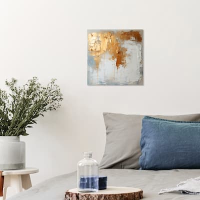 Wynwood Studio Canvas Abstract Gold Pouring from Heaven Gold and Metallic Gold Glam Wall Art Canvas Print