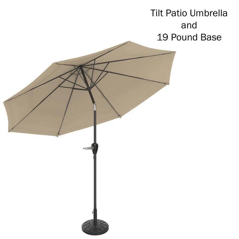 Pure Garden 10-Foot Outdoor Patio Umbrella with Auto-Tilt and Base