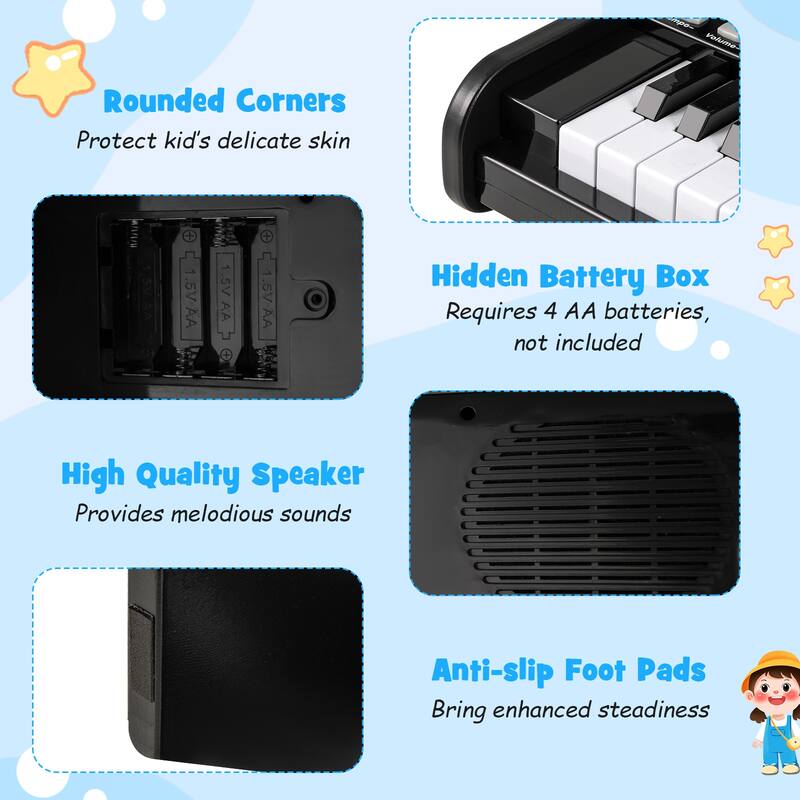 Gymax 25 Keys Digital Piano w/Music Stand Teaching Mode Lighted Keys 6