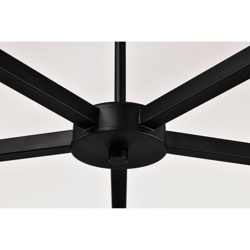 Grayson 5 Light Chandelier Matte Black Finish Clear Ribbed Glass - Matte Black