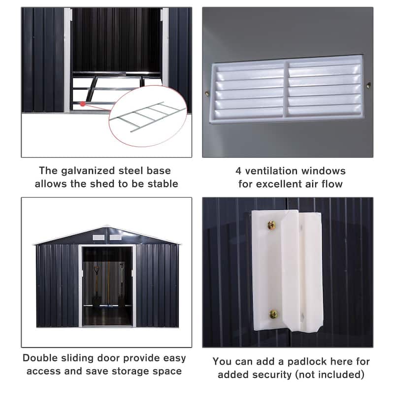 Outsunny 11' x 9' Dark Grey Metal Garden Shed