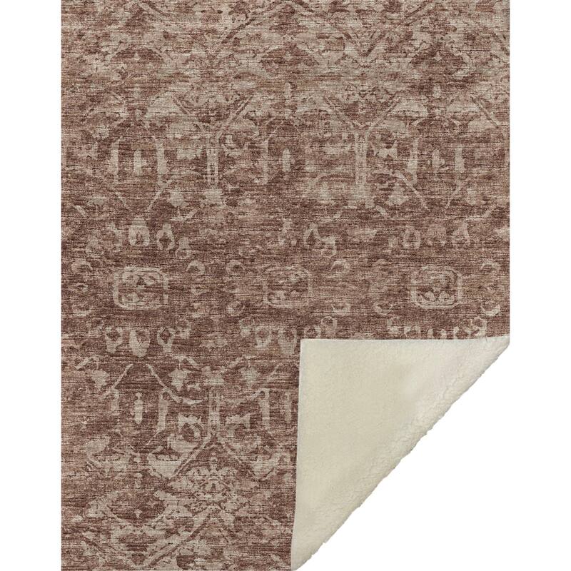 Premium Machine Washable ASB40 Vintage Global Sherpa Throw Blanket
