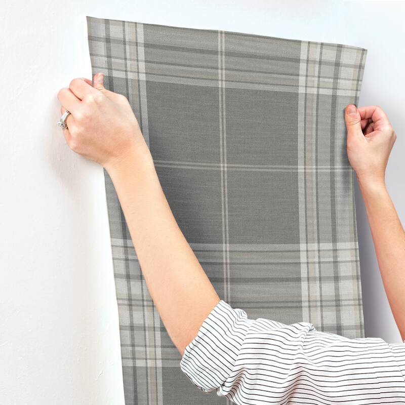 A-Street Prints Westley Grey Plaid Wallpaper