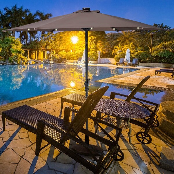 Costway 9ft Patio Solar Umbrella LED Patio Market Steel Tilt w/ Crank