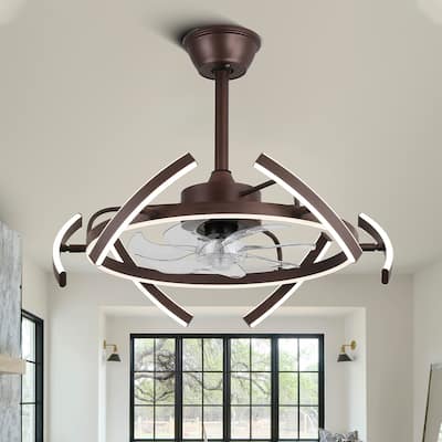Bella Depot 25" Modern DIY Shape Ceiling Fan with Remote APP Control and Light Kit, 6-Speed Reversible Blades - 25 Inches