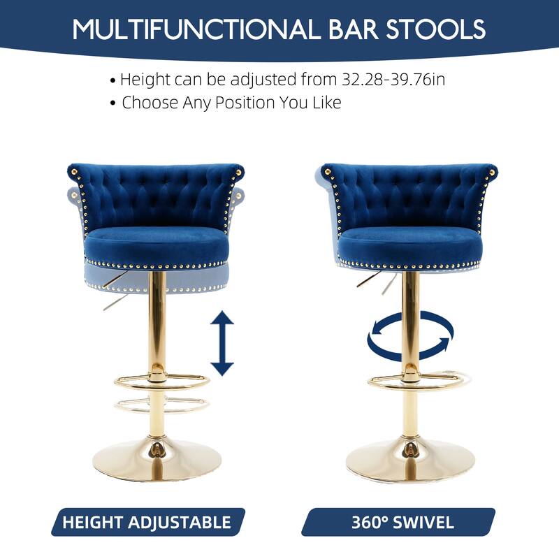 HOMEFUN Swivel Bar Stools Set of 2 Adjustable Counter Height Chairs with Footrest for Kitchen, Dining Room 2PC/SET