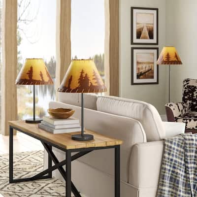 Catalina Lodge Table & Floor Lamp Set - Dark Bronze - Set of 3