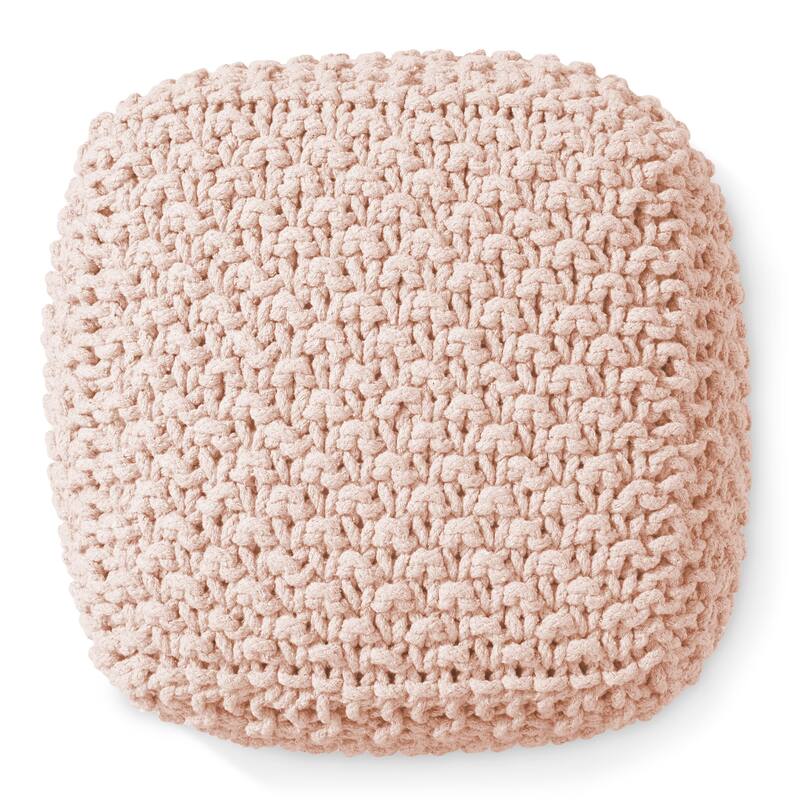 Cotton Pouf Ottomans Knit Foot Stool Pouffes for Living Room
