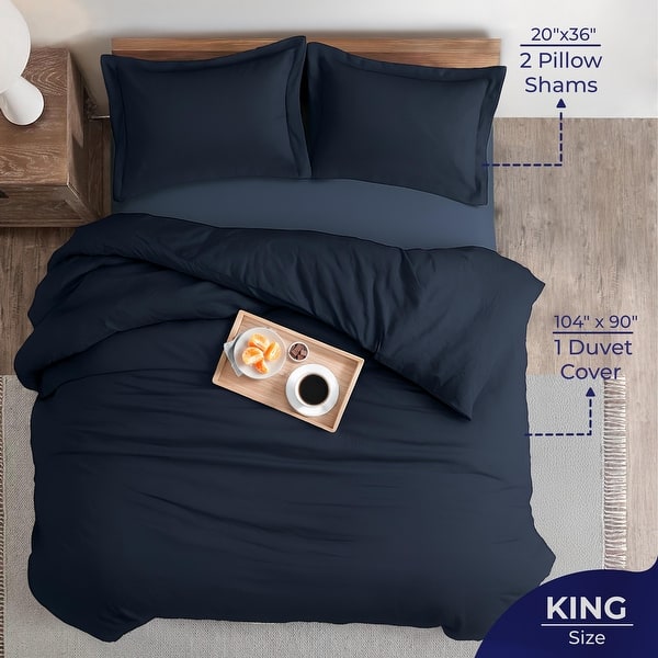 dimension image slide 3 of 20, 100% Cotton Sateen Weave Solid Duvet Cover Set - Includes 1 Duvet Cover & 2 Pillow Sham Set
