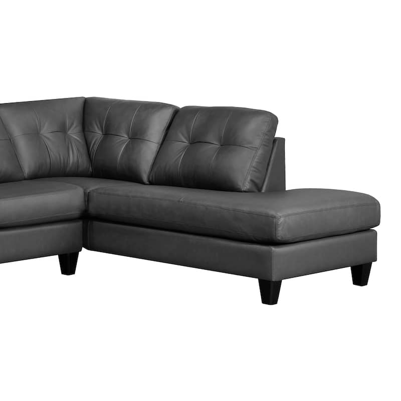 Gibson Top-Grain Leather Tufted Sectional Sofa