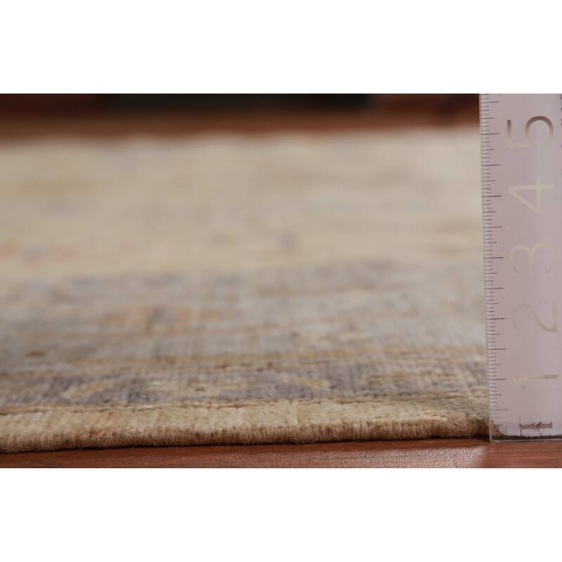 Hand Knotted Oriental 100% Wool Carpet Transitional All-Over Beige & Ivories Oushak Area Rug - 11' 10'' X 8' 5''