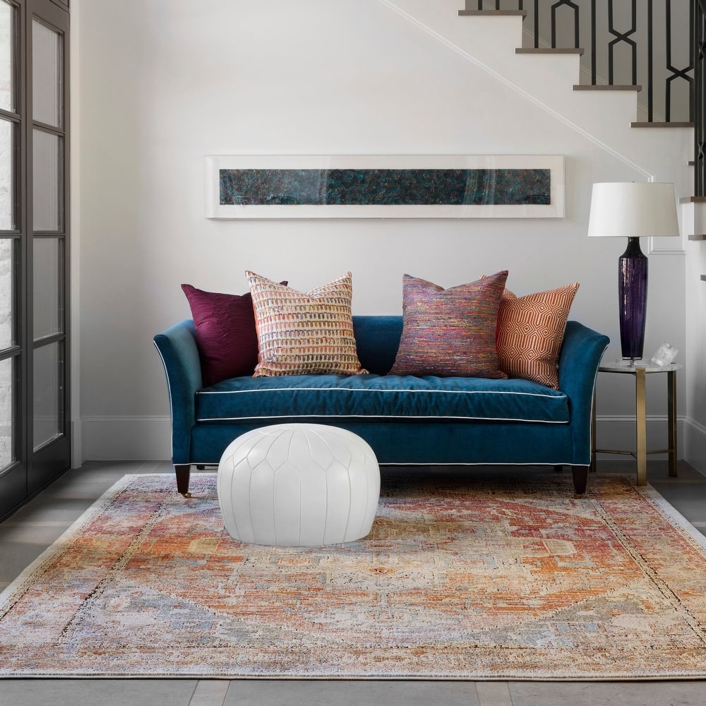 Alexander Home Genova Distressed Medallion Area Rug