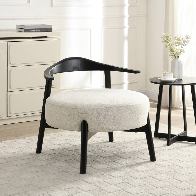 Roomfitters Upholstered Accent Chair, Modern Reading Armchair for Living Room and Bedroom, Beige+Black - Beige+Black