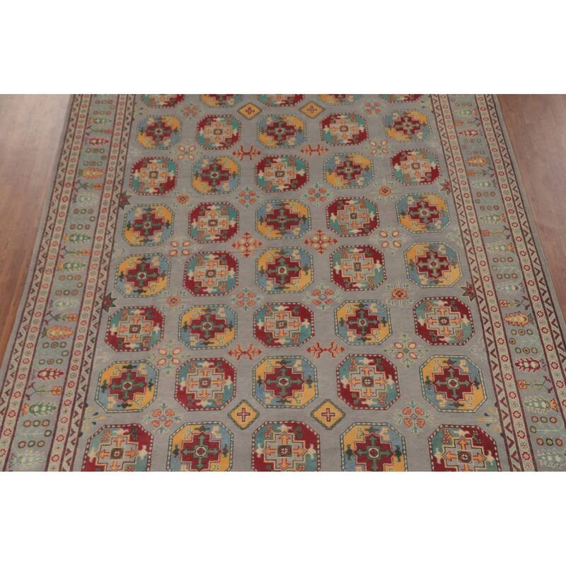 All-Over Geometric Kazak Oriental Area Rug Wool Carpet - 8'5" x 11'9"