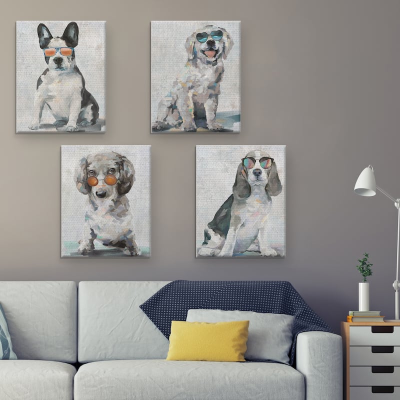 Shady Pups I, II, III, IV by Studio Arts Canvas Art Prints