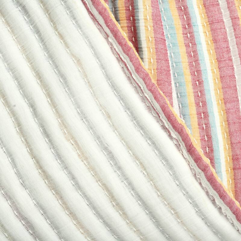 Lush Decor Tracy Stripe Kantha Pick Stitch Yarn Dyed Cotton Woven Throw Blanket