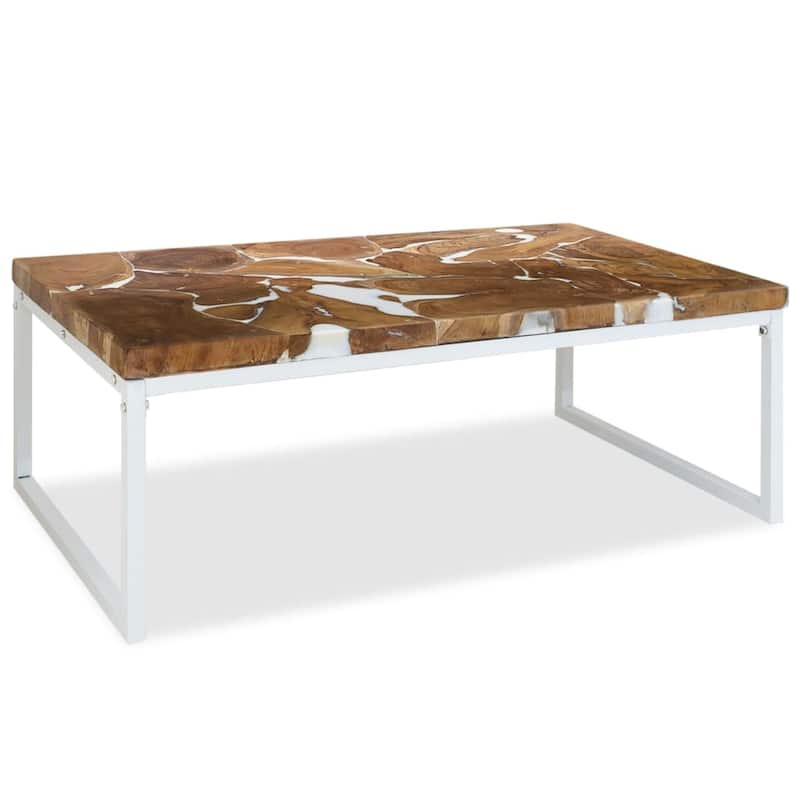vidaXL Coffee Table End Table Side Table Living Room Furniture Teak Resin - 43.3" x 23.6" x 15.7" (L x W x H)