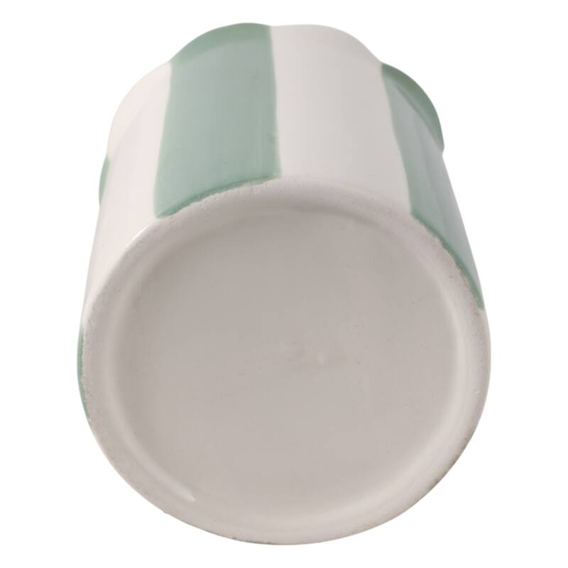 Boho Striped Ceramic Storage Container with Scalloped Rim - 4"