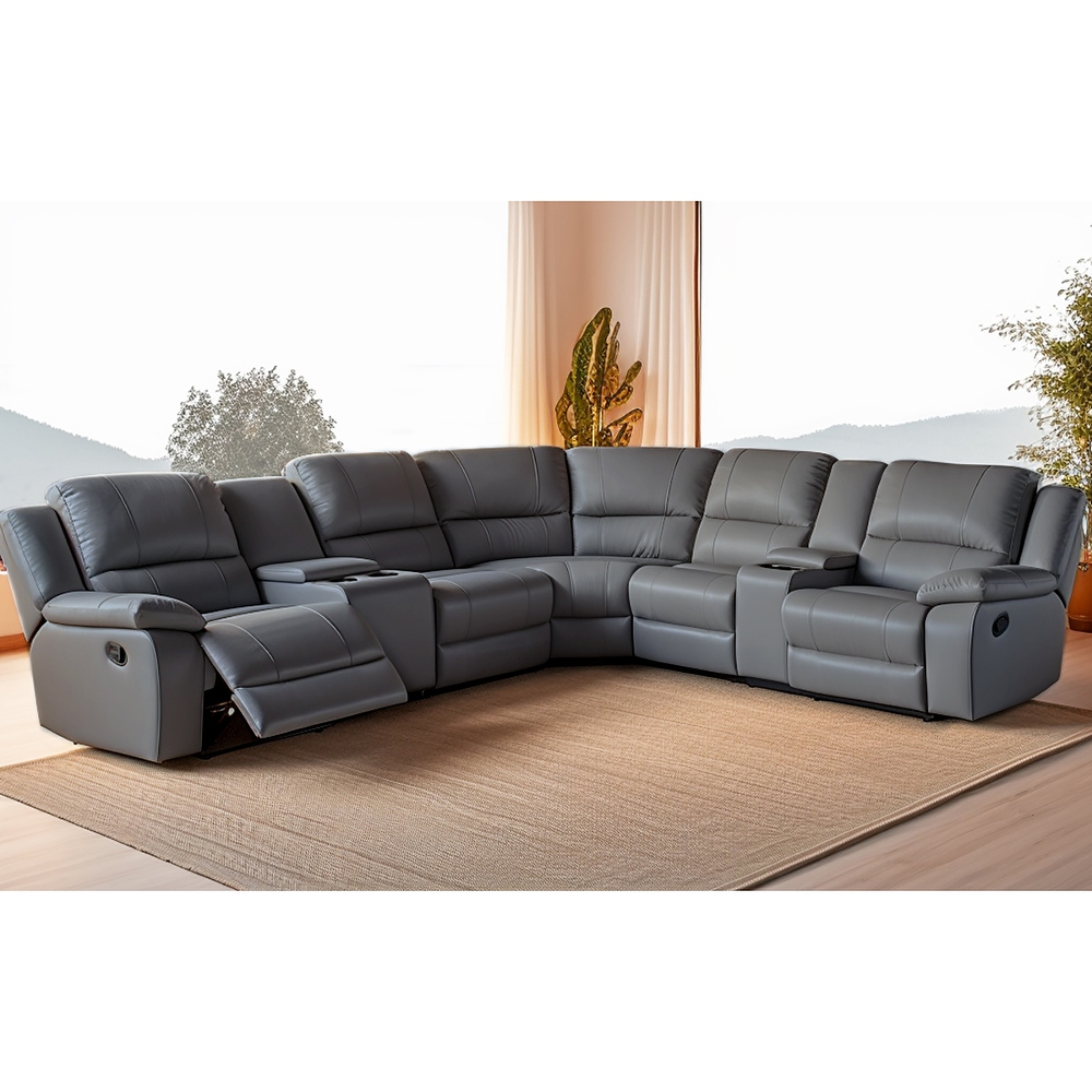 Grey microfiber sectional recliner online