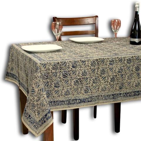 Vegetable Dye Tulip Floral Block Print Tablecloth Collection