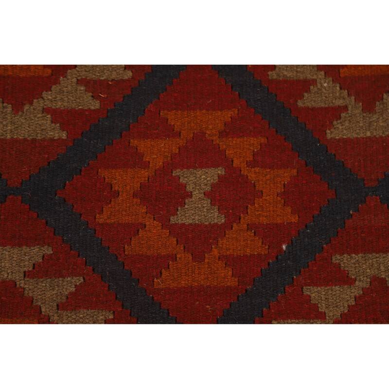Hand Woven Oriental 100% Wool Carpet Southwestern Geometric Multi-Colored Kilim Area Rug - 9' 5'' X 6' 9''