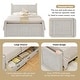 preview thumbnail 1 of 8, Farmhouse Style Queen Size Wood Panel Bed Frame Four Square Poster Bed with Three Storage Drawers, Ancient White Ancient White