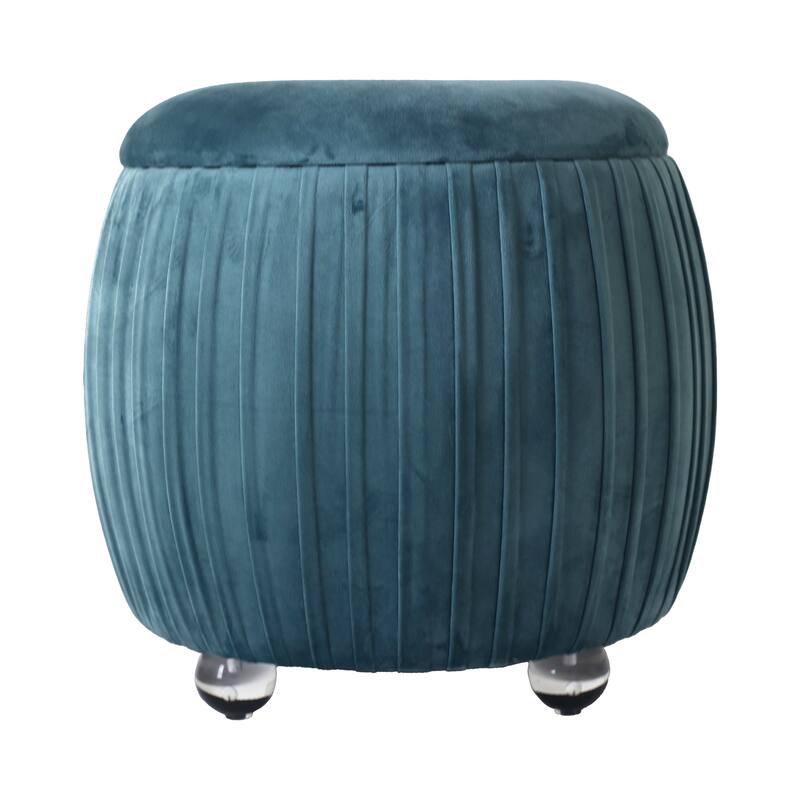 Backless Storage Stool with Velvet Upholstery - Accent for Living Room Home Decor