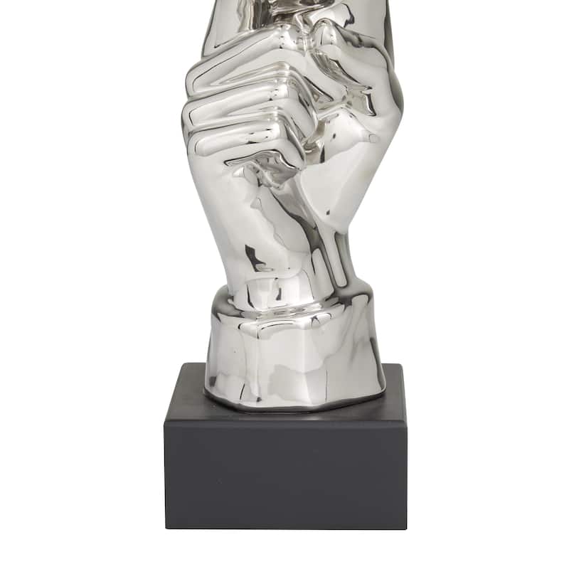 Porcelain Ceramic Mask Quiet Gesture Decorative Sculpture - Gold or Silver- Roche River Decor