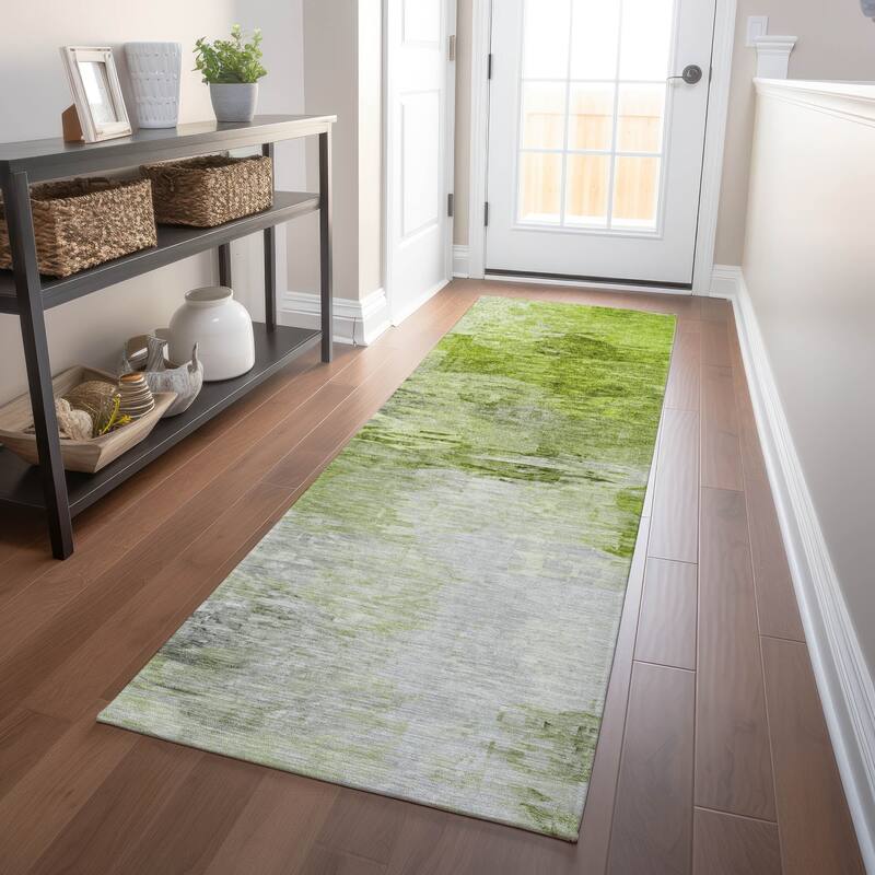 Machine Washable Indoor/ Outdoor Chantille Abstract Ombre Rug - Aloe - 2'3" x 7'6"