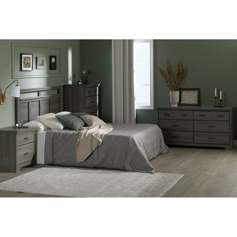 6-Drawer Double Dresser - Versa Collection - Gray Finish - Bedroom Storage Organizer