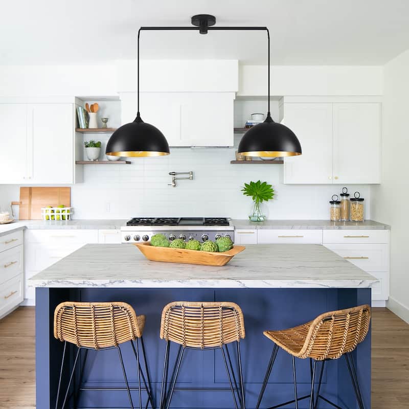 34.64inch 2 Lights Modern Simple Design Pendant with Metal Shade for Living Room Kitchen Island