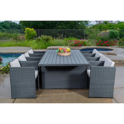 Dalia 9 Piece Dining Set Outdoor Patio Furniture Wicker Rattan Resin