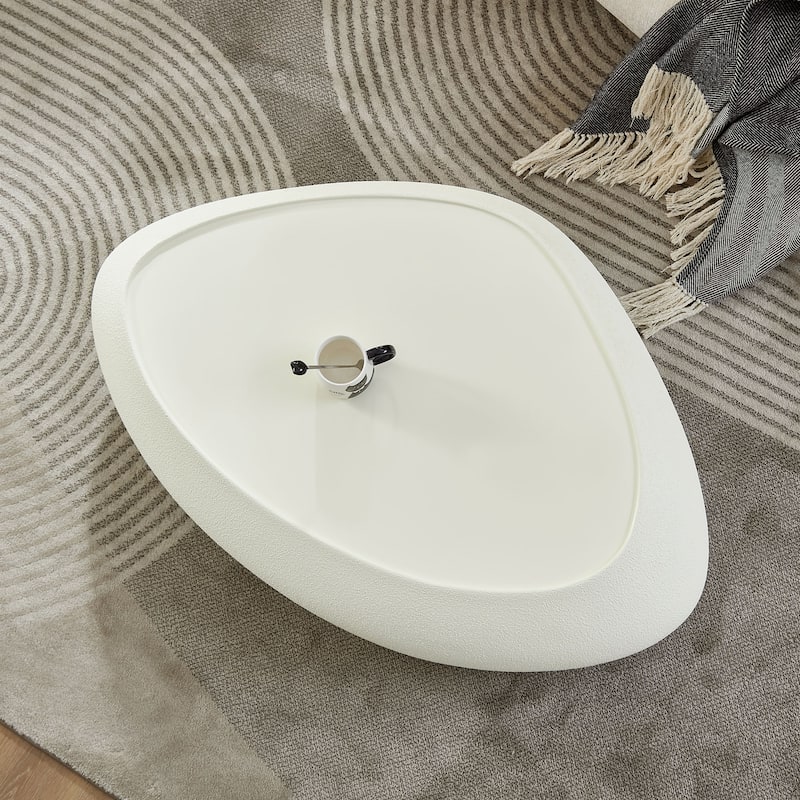 47.24" Fiberglass Oval Faux Matte Rocks Coffee Table