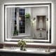 preview thumbnail 47 of 156, UL Certified Black Metal Framed LED Front Light and Backlit Anti-Fog Wall Bathroom/ Vanity Mirror 55" x 40"-Square Corner - Black