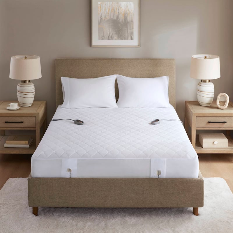 Beautyrest Cotton Blend Heated Mattress Pad - White