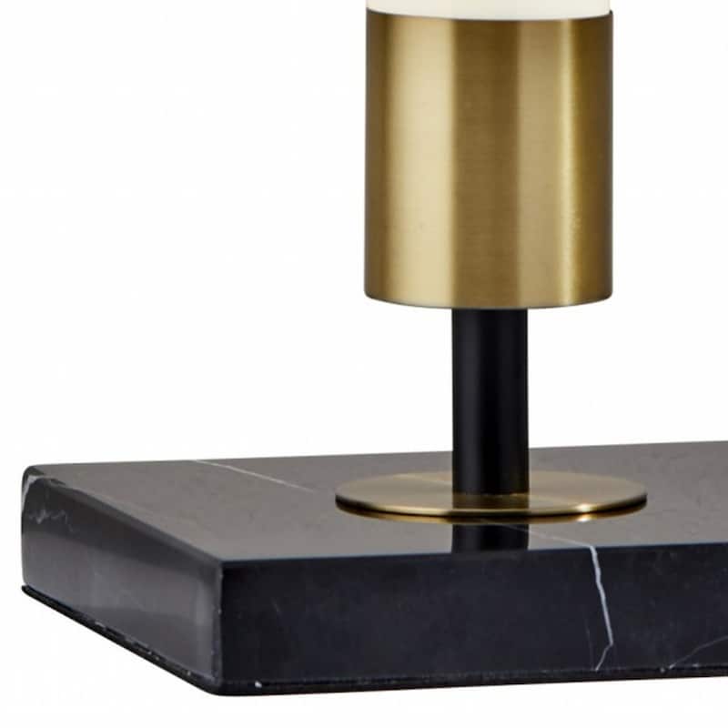 Black Metal LED Table Lamp with White Glass Drum Shade and Touch Dimmer - 6” x 6” x 30” (D x W x H)