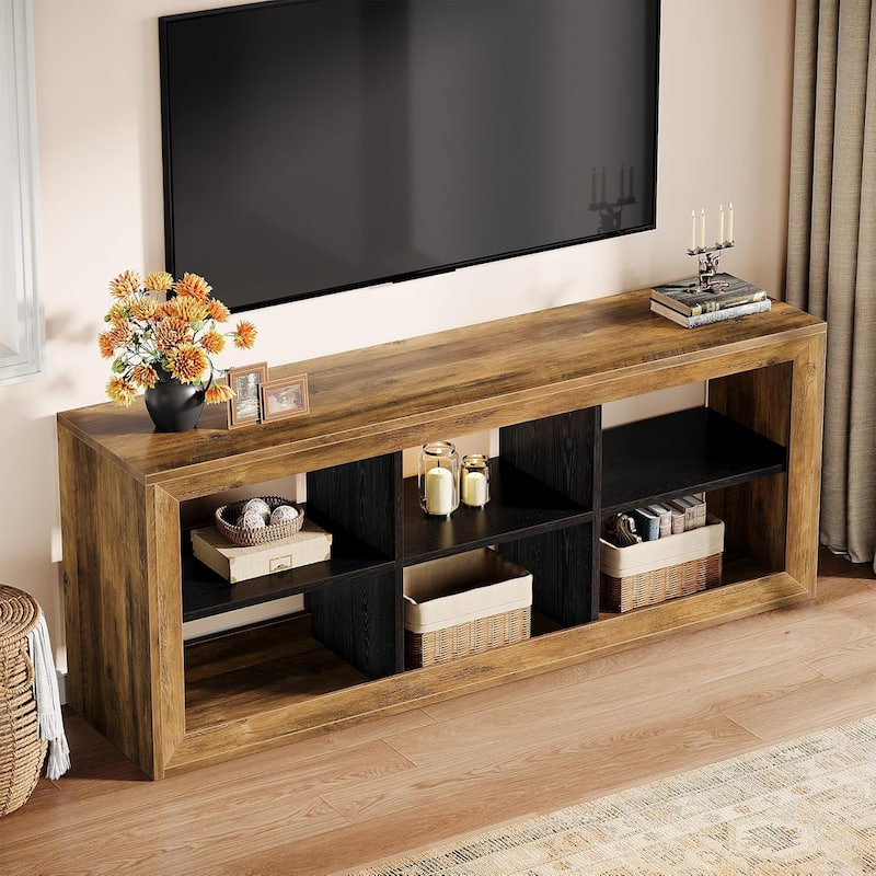 63" TV Stand for Up to 70 Inch TVs, Farmhouse Entertainment Center Media Console - 63" W × 15.75" D × 25.59" H