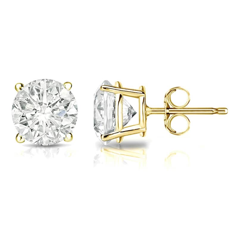 Auriya 18k Gold 2ct TW Clarity-enhanced Diamond Stud Earrings (J-K, I2-13) - Yellow