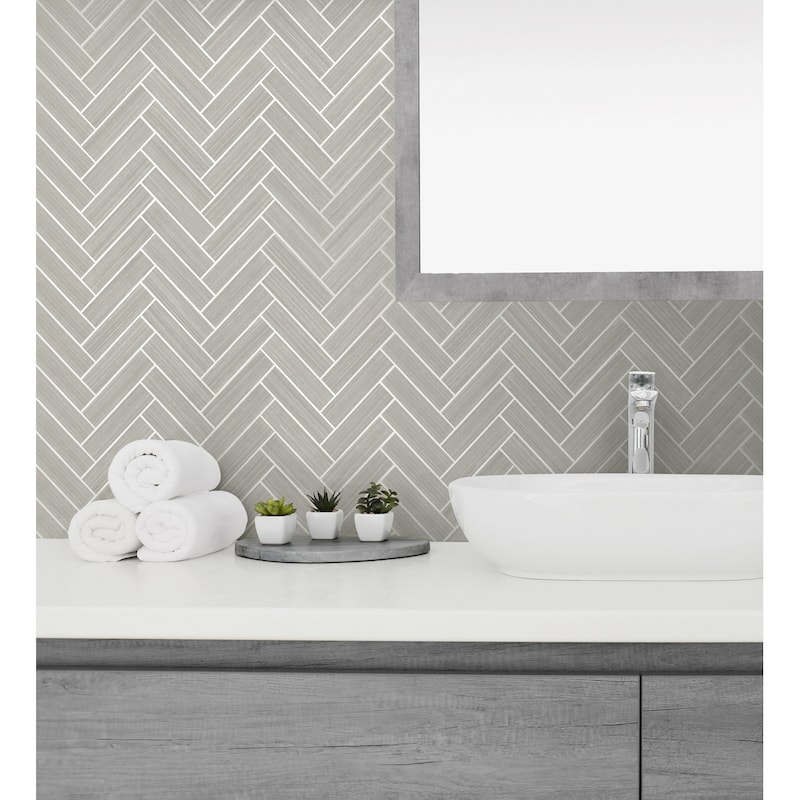 Stacy Garcia Home Herringbone Inlay Peel and Stick Wallpaper