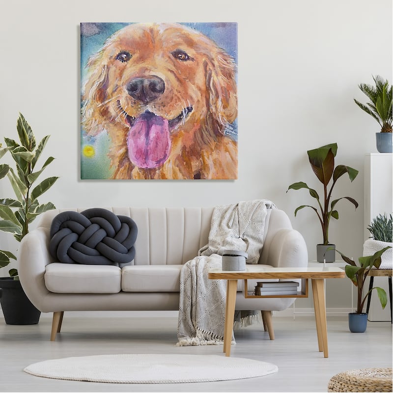 Stupell Happy Retriever Dog Face Canvas Wall Art Design by MB Cunningham