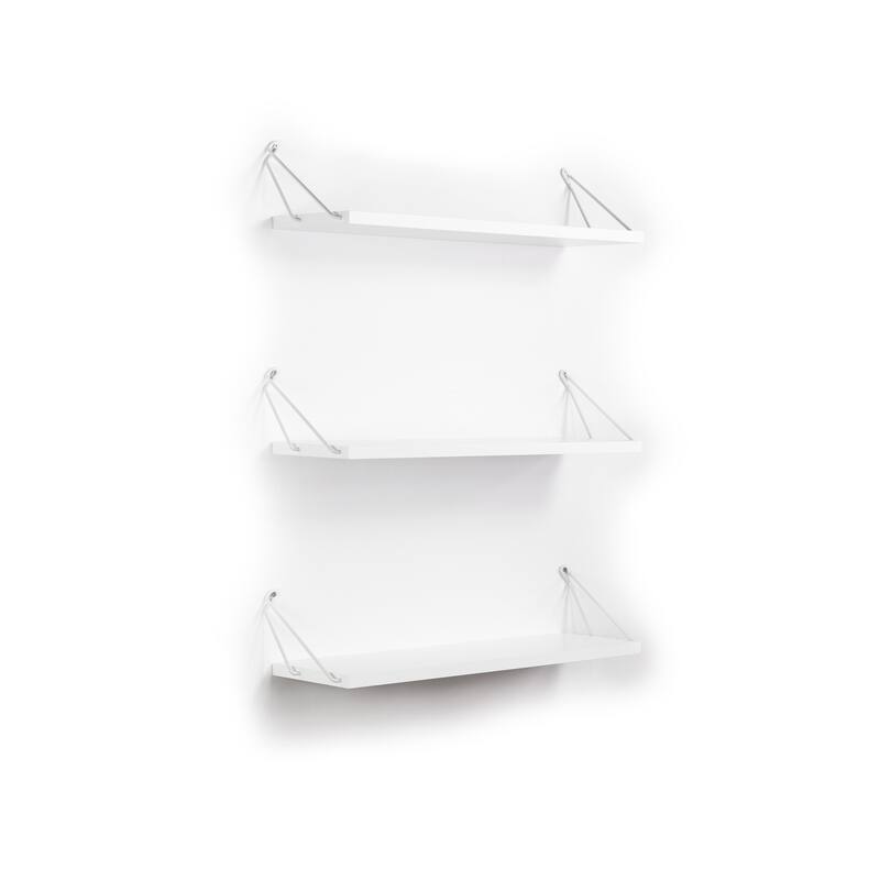 Floating Wall Mounted Decorative Hanging Metal Bracket Triple Shelf