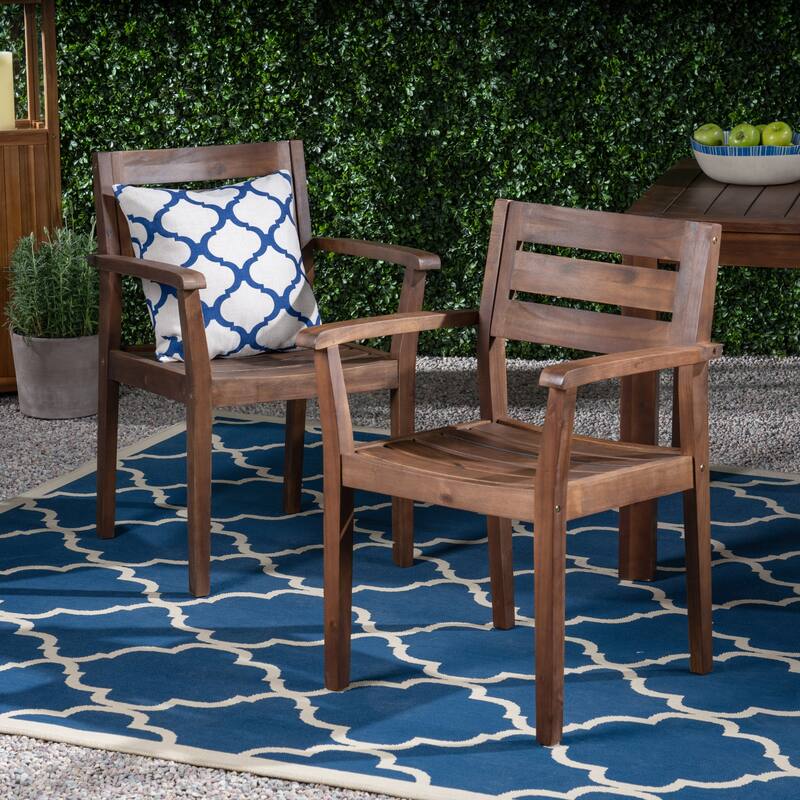 Acacia Wood Patio Armchair Set of 2