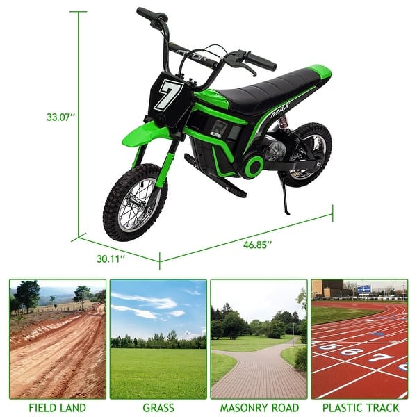 dimension image slide 1 of 2, Kids Dirt Bike, 350W Electric Motorcycle Up to 14.29MPH